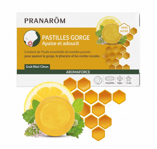 Pranarom Aromaforce Pastilles Gorge Miel-Citron Sans Sucre 24 Pastilles